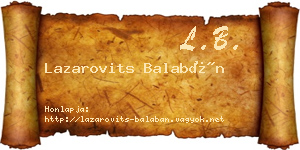 Lazarovits Balabán névjegykártya